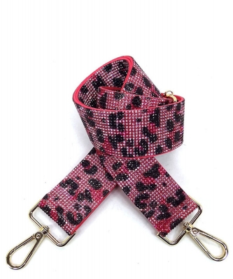 Rhinestone Guitar Strap RS038W PINK LEOPARD